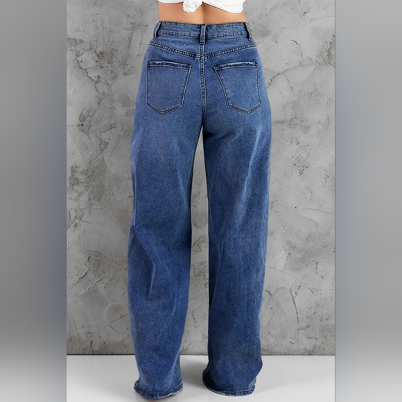 BLUE WIDE LEG JEANS - Picture 3 of 4